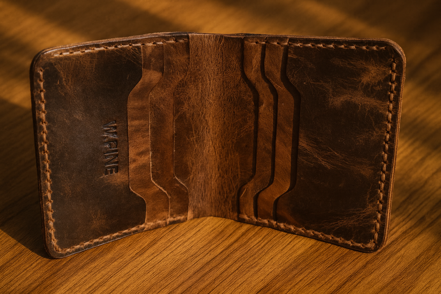 Handmade Leather Card Wallet – Vintage Distressed Finish