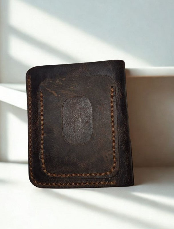 Handmade Leather Card Wallet – Vintage Distressed Finish