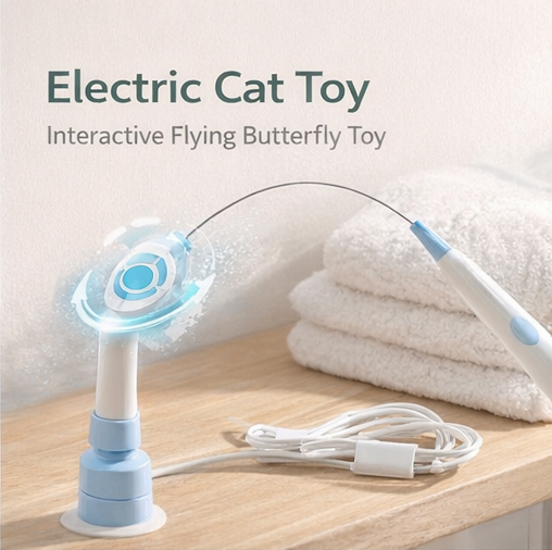 BOOTEELY Electric Suction Cat Toy- Self-Entertaining Teaser Wand for Cats