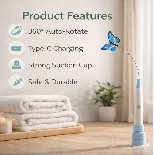 BOOTEELY Electric Suction Cat Toy- Self-Entertaining Teaser Wand for Cats