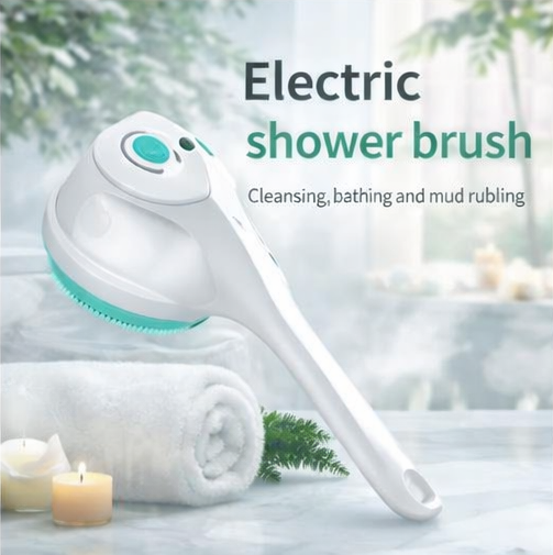 Electric Waterproof Shower Massage Brush – Multi-Function Silicone Body Scrubber