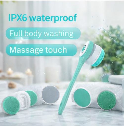 Electric Waterproof Shower Massage Brush – Multi-Function Silicone Body Scrubber