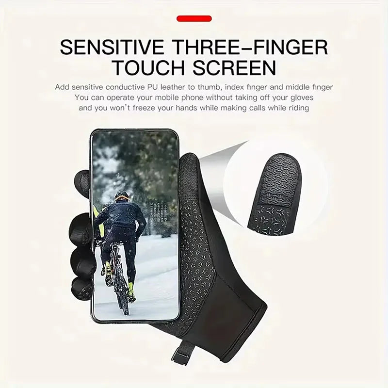 Touchscreen Waterproof Winter Gloves – Non-Slip for Driving, Cycling & Skiing