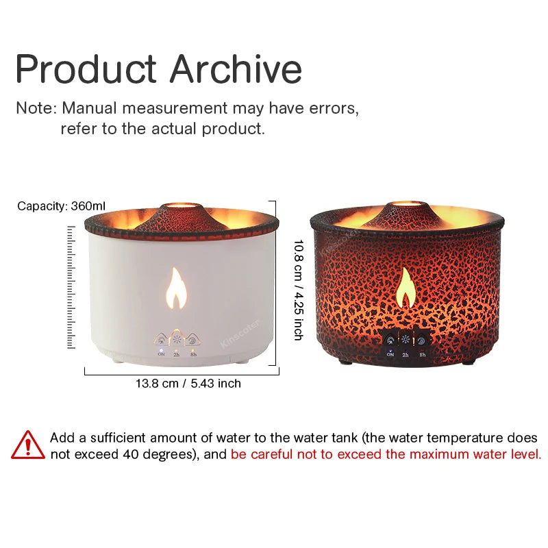Volcano Flame Aroma Diffuser Jellyfish Smoke Air Humidifier 360ml Humidifier